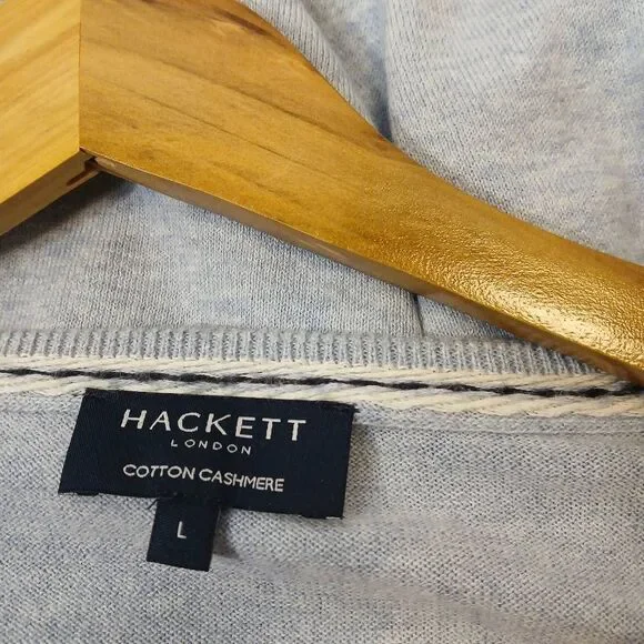 Hackett london mens large cotton cashmere sweater blue lightweight - Picture 6 of 9